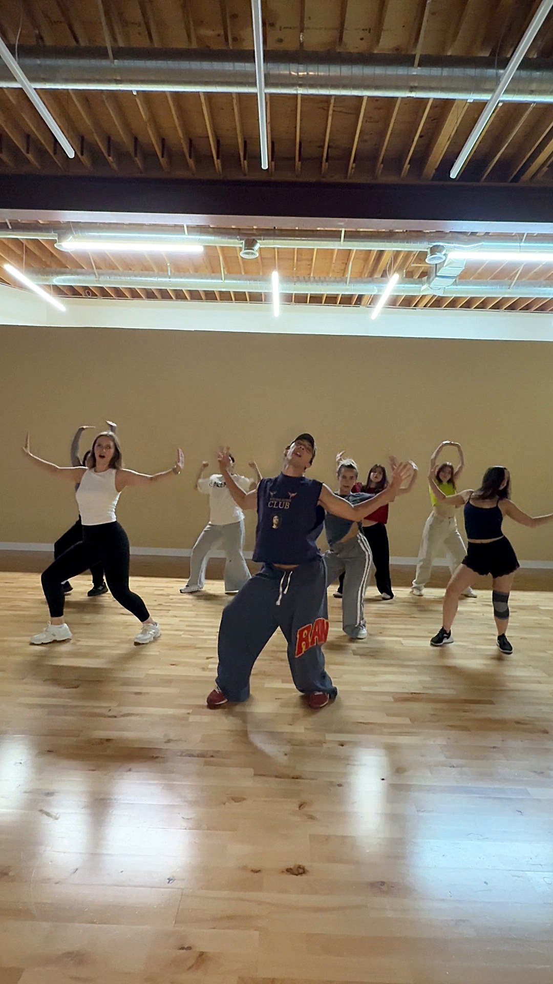 Jazz Funk class following the instructor